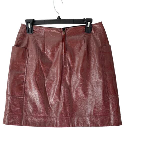 Maeve Anthropologie Faux Leather Vinyl Look Wine Burgundy Mini Skirt NWOT size 6 - Picture 6 of 10